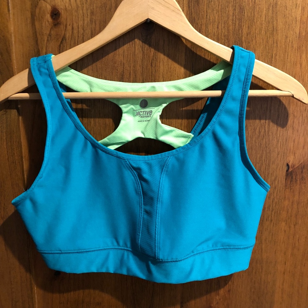 Blue Unpadded Crossback Sports Bra
